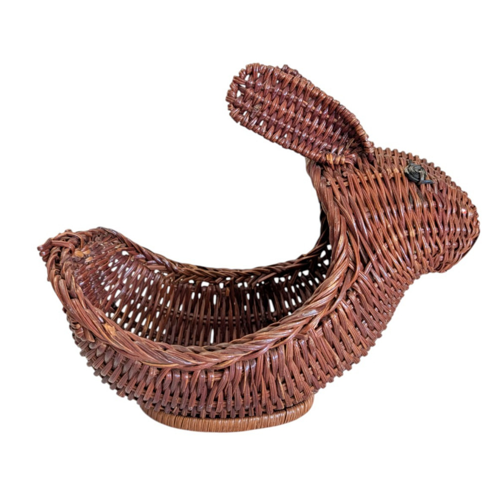 Vintage Avon Wicker Menagerie Rabbit Basket 1986 Brown Cottagecore Farm Holiday